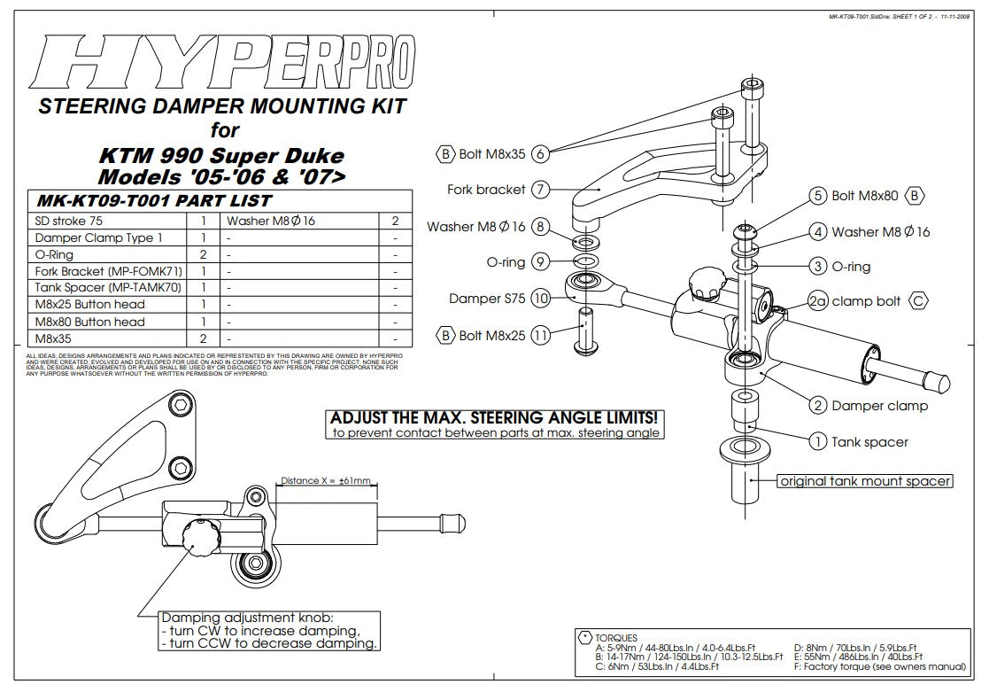 Steering Damper Mounting Kit